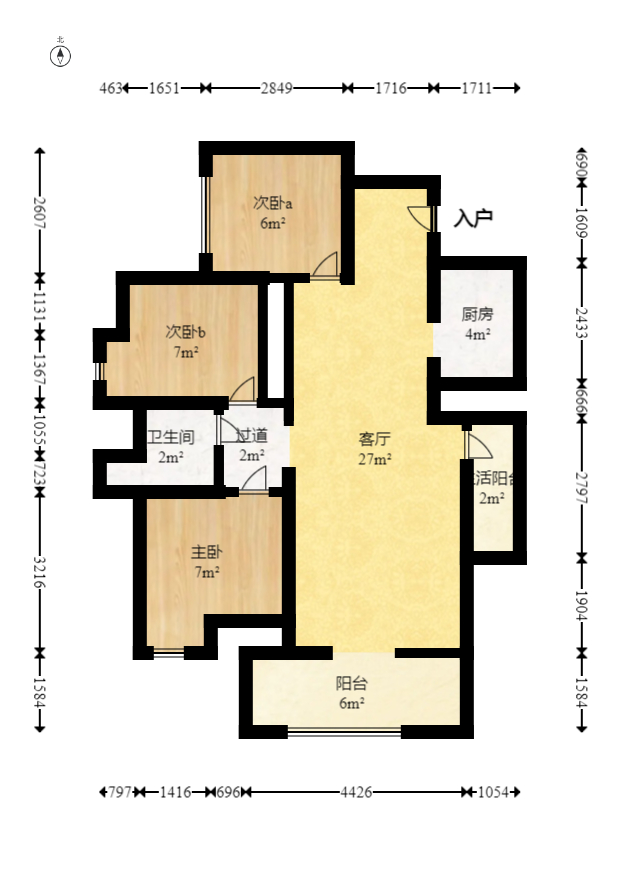 浩龙音乐界 3室2厅1卫 65.0万 浩龙音乐界 3室2厅1卫 65.0万户型图