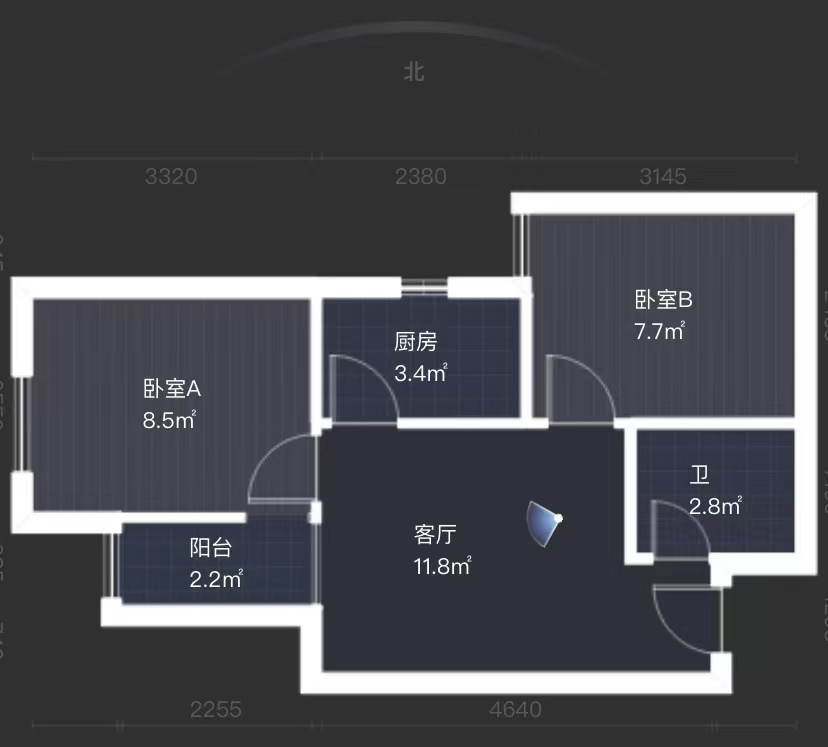 曲江华著中城  2室1厅1卫   110.00万室内图1