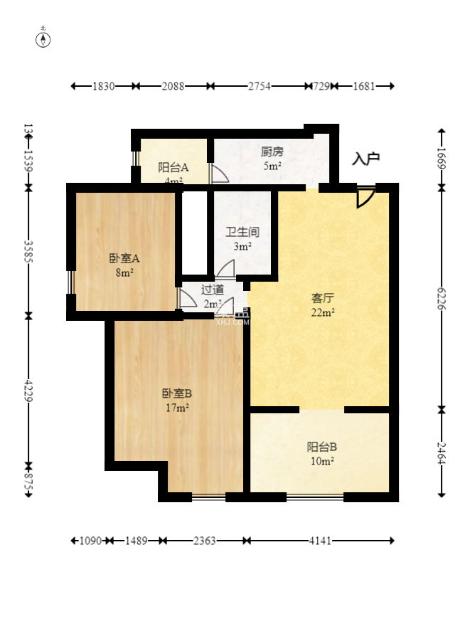 庄园心伽泊  2室2厅1卫   75.00万