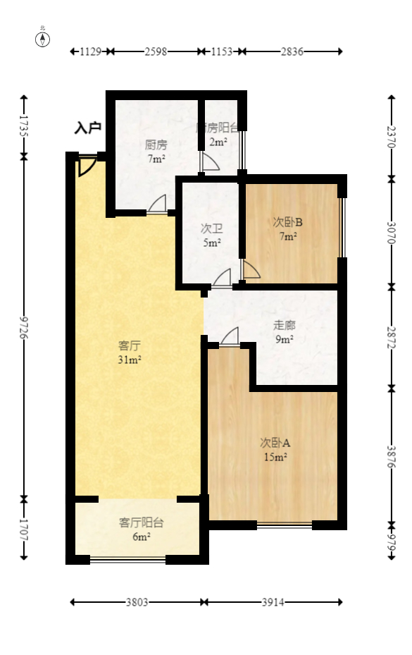 北辰中央公园A区  4室2厅2卫    159.0万室内图1