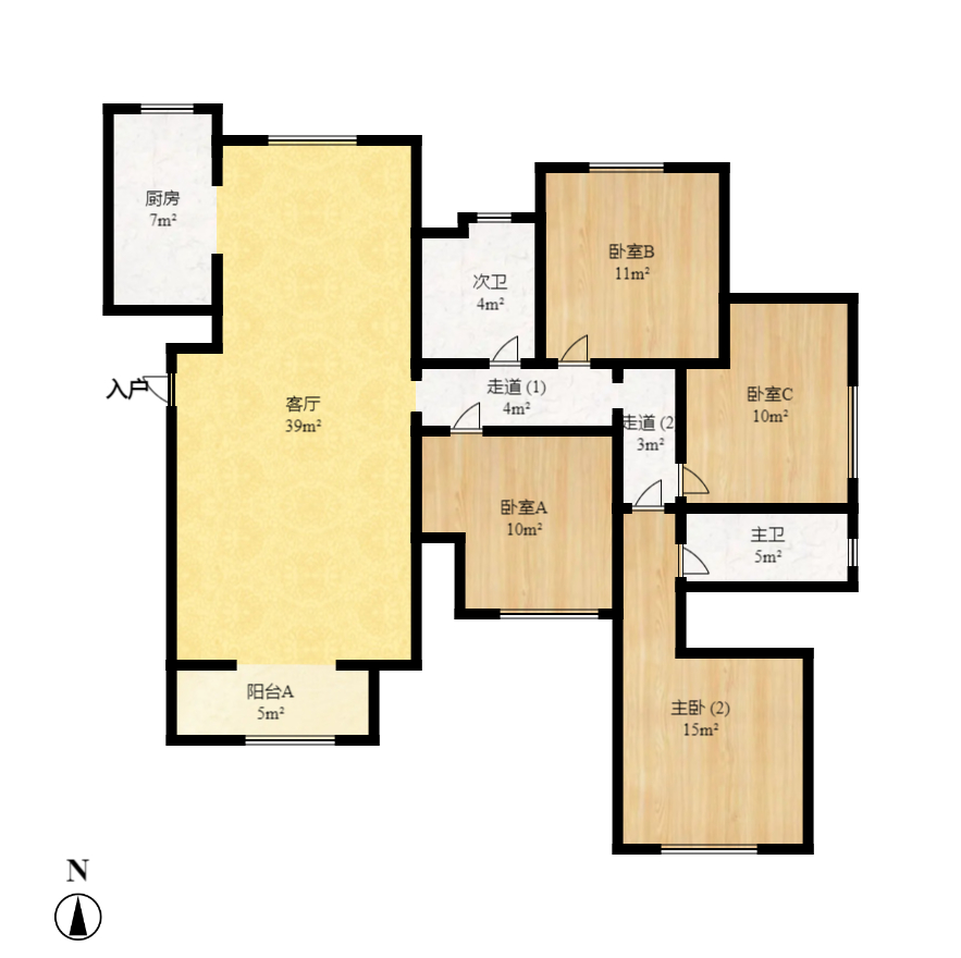 绿地之窗  4室2厅2卫    155.0万室内图1