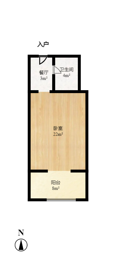 怡海星城  1室1厅1卫    21.0万室内图1