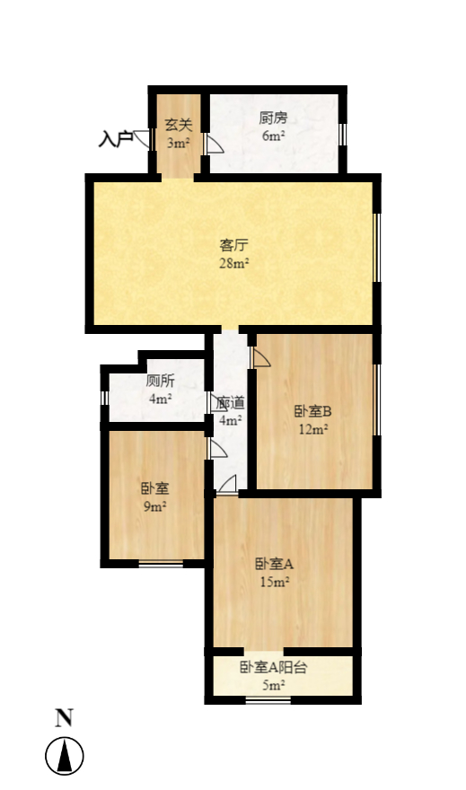 中海国际三期  3室2厅2卫    93.88万室内图1
