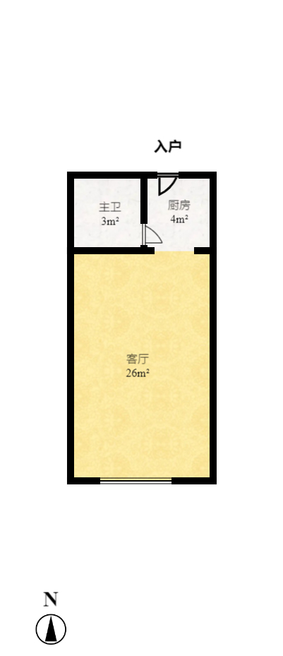 长沙之芯  1室1厅1卫   43.00万室内图1