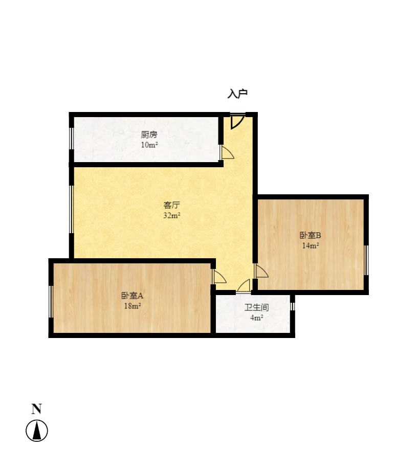 欧园  2室2厅1卫   68.00万室内图1