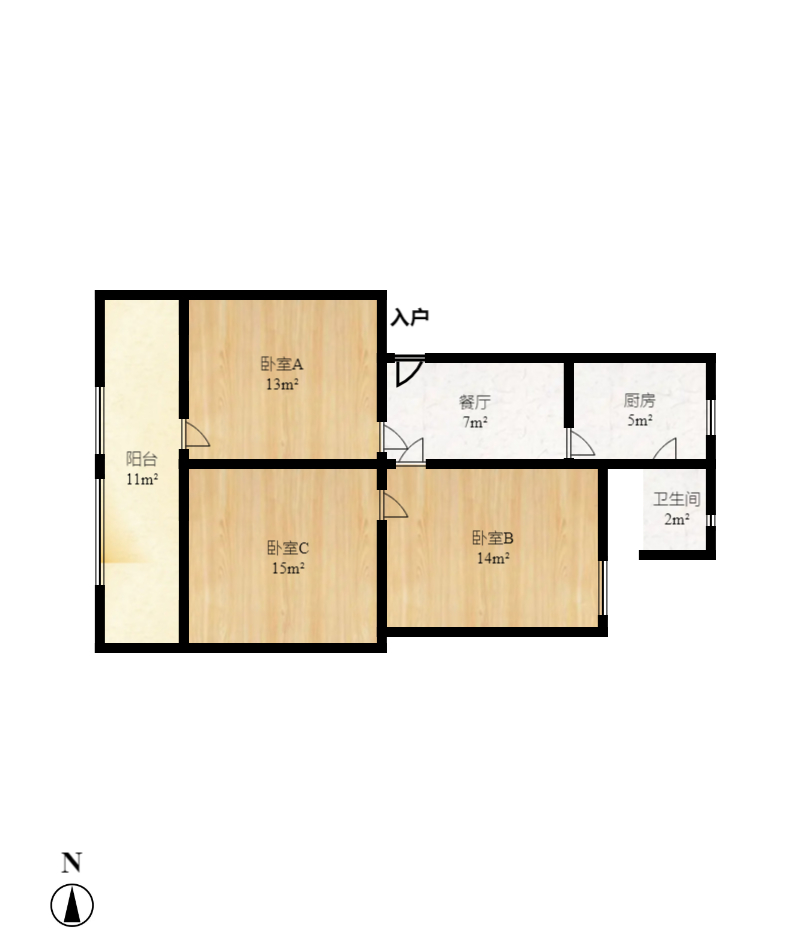 古堆山小区国家电网宿舍  2室1厅1卫    51.8万室内图1