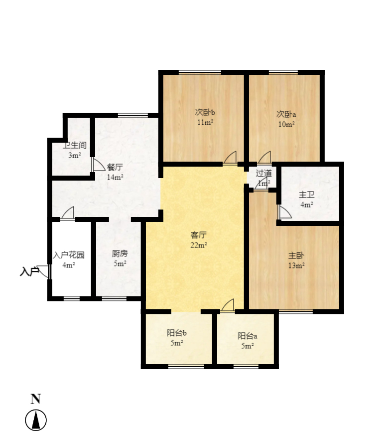 时代倾城一期  3室2厅1卫   114.20万室内图1