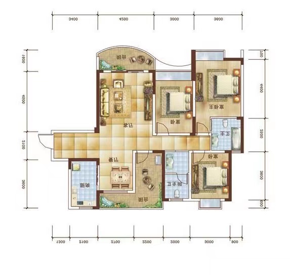 曼哈顿花园 3室2厅2卫 82.0万 曼哈顿花园 3室2厅2卫 82.0万室内图