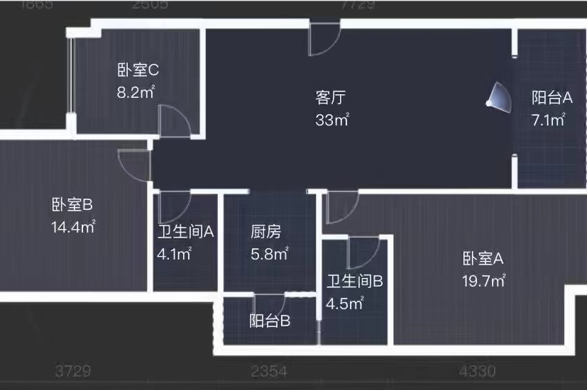 奥园养生城 3室2厅2卫 83.0万 奥园养生城 3室2厅2卫 83.0万室内图