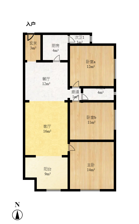 达美D6区  3室2厅1卫   110.00万室内图1
