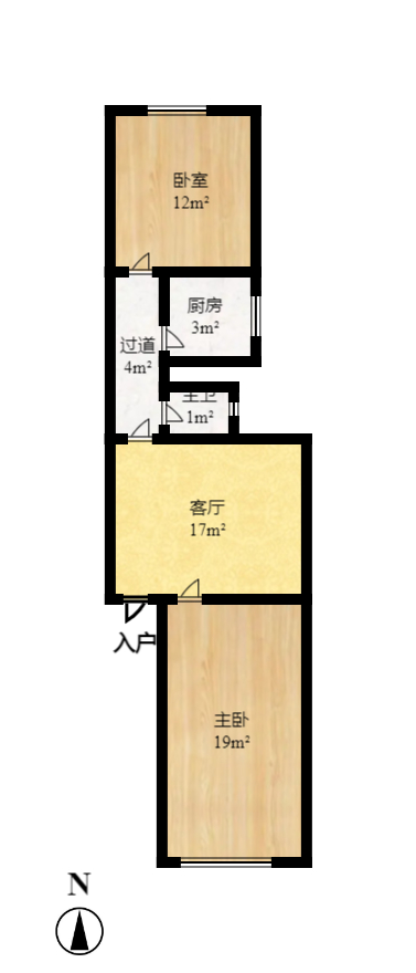 通泰街商居楼  2室1厅1卫   61.00万室内图1