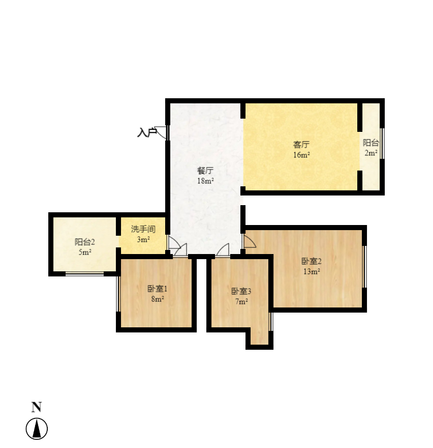 上河国际C区  3室2厅1卫   91.20万室内图1