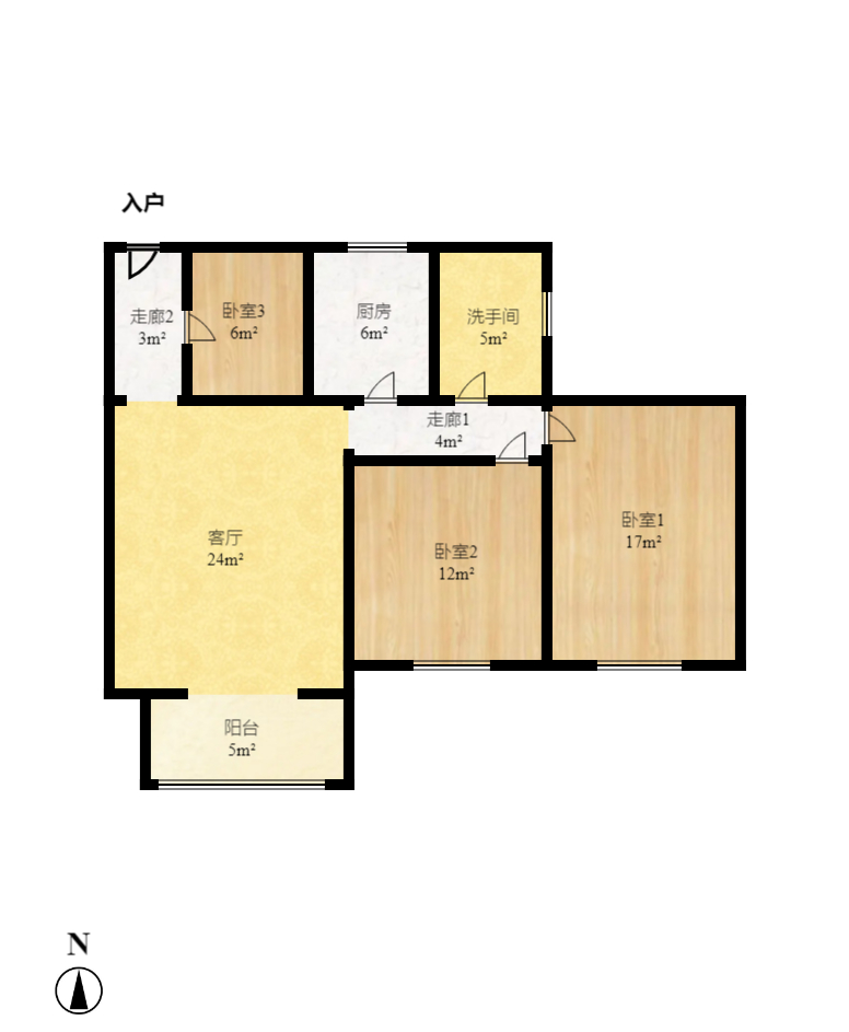 华欣公寓  2室2厅1卫    68.0万室内图1