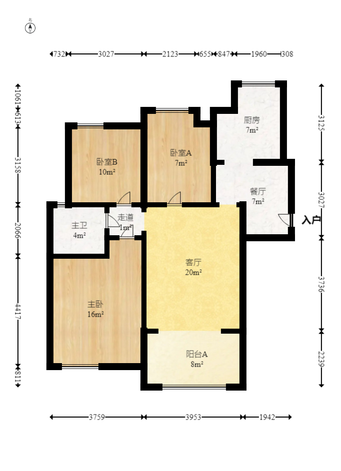 五矿万境水岸一期（万境水岸嘉苑）  3室2厅1卫   128.00万室内图1