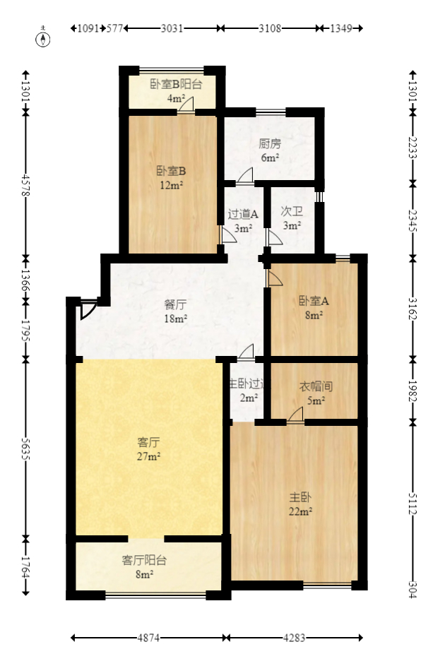 水木兰庭  3室2厅2卫   87.00万室内图1