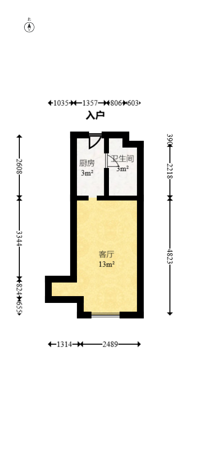 君合新城玺樾  1室1厅1卫    20.8万户型图