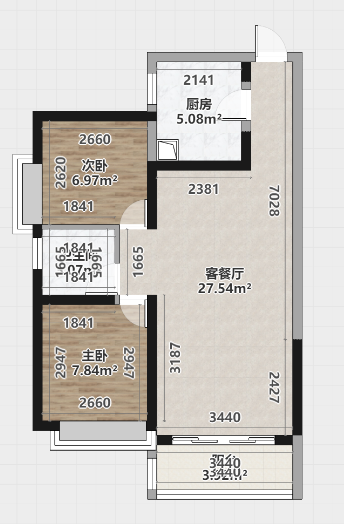 江湾名府  2室2厅1卫   42.00万