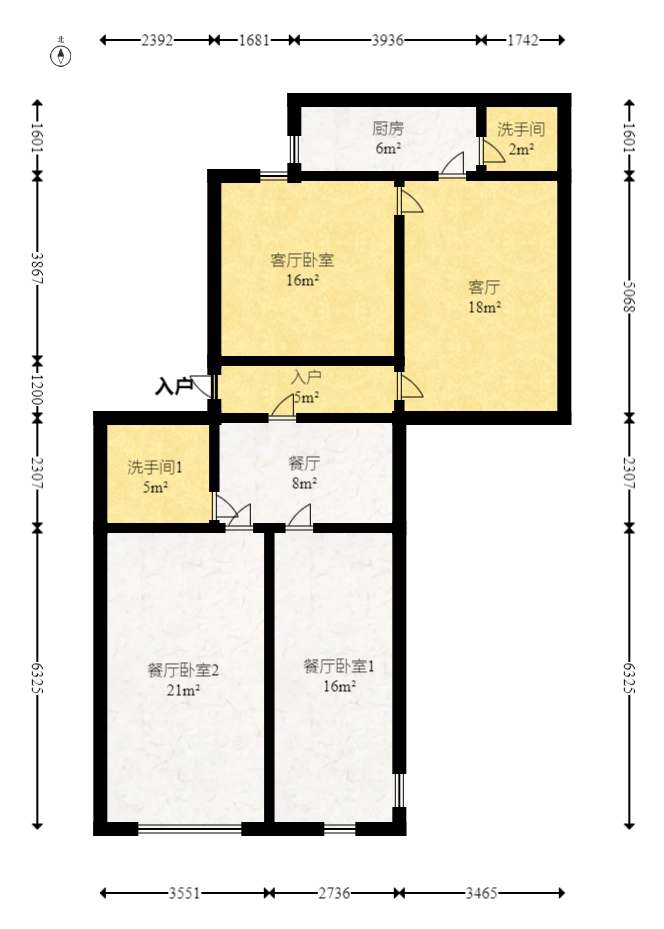 麻园湾001号芙蓉公寓  3室2厅2卫   94.00万室内图1