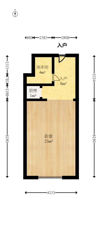 三重星都心  1室1厅1卫   42.80万室内图1