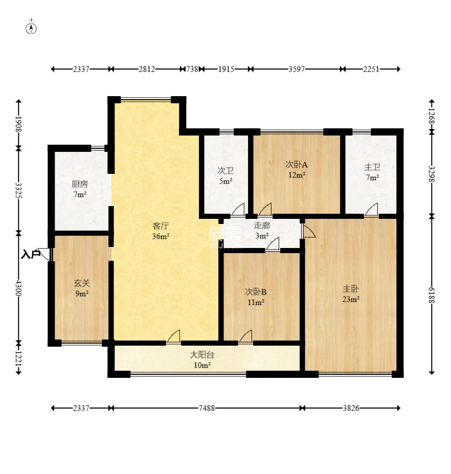 恒基凯旋门一二期  3室2厅2卫    120.0万