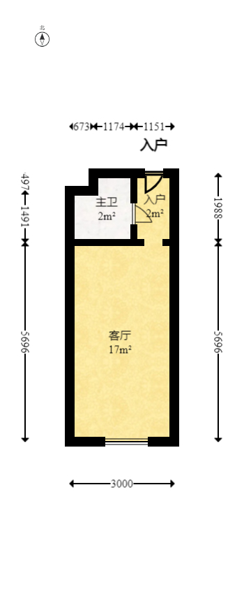 尚都美寓  1室1厅1卫   12.00万室内图1