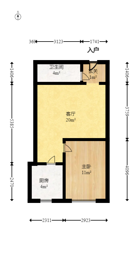 谋房博客(博客天街)  1室1厅1卫   57.60万室内图1