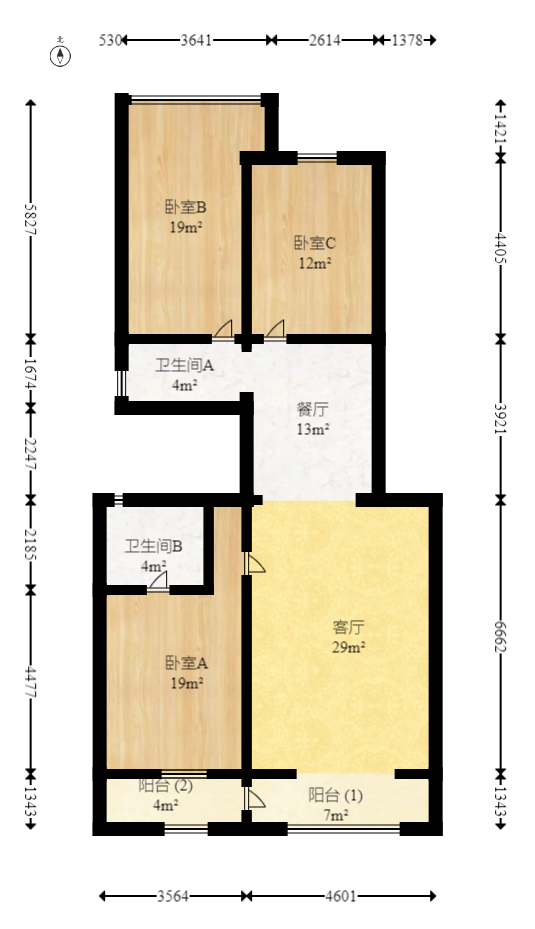 永宏佳园  3室2厅2卫   117.00万室内图1