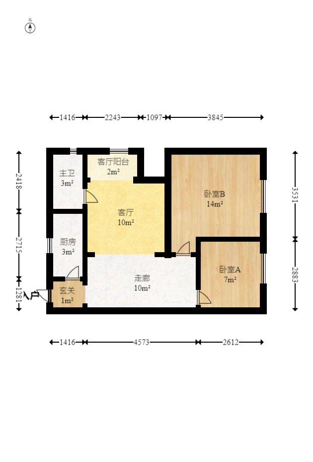 和庄  2室2厅1卫    59.99万室内图1
