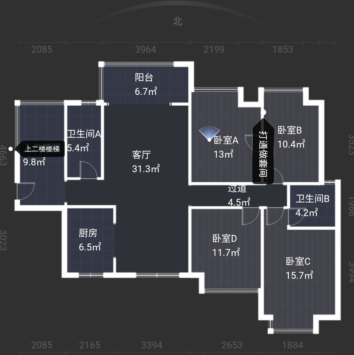 湘江名都  5室3厅2卫   122.00万客厅