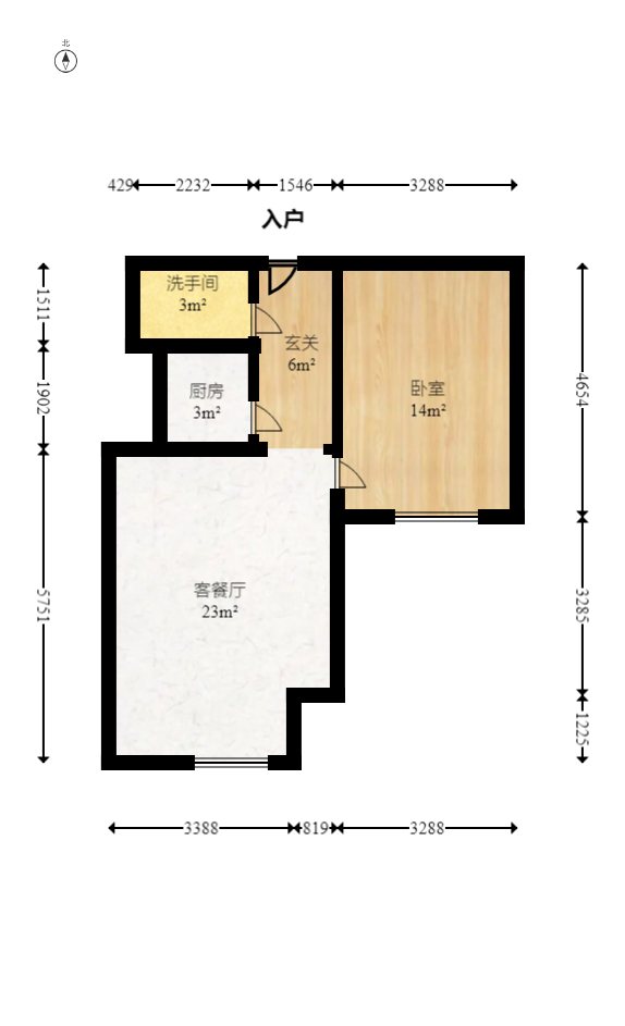 麓谷明珠  2室1厅1卫   59.70万室内图1