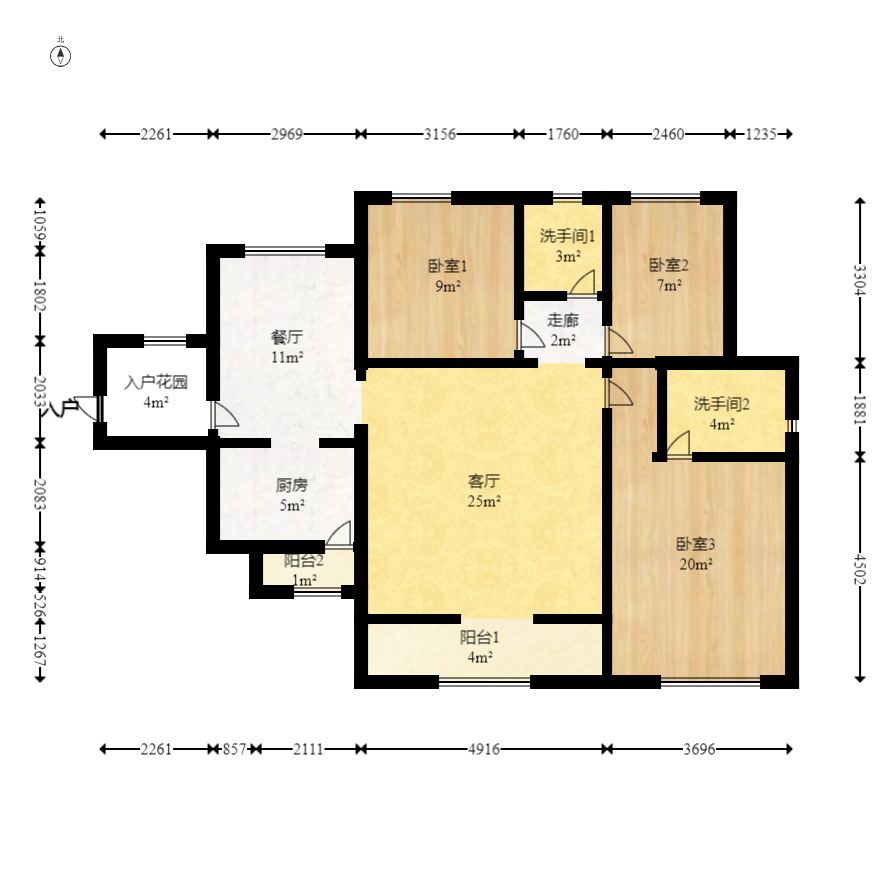 城南故事家园  3室2厅2卫   111.60万室内图1