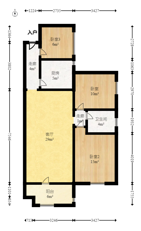 领东汇  3室2厅1卫   69.80万室内图1