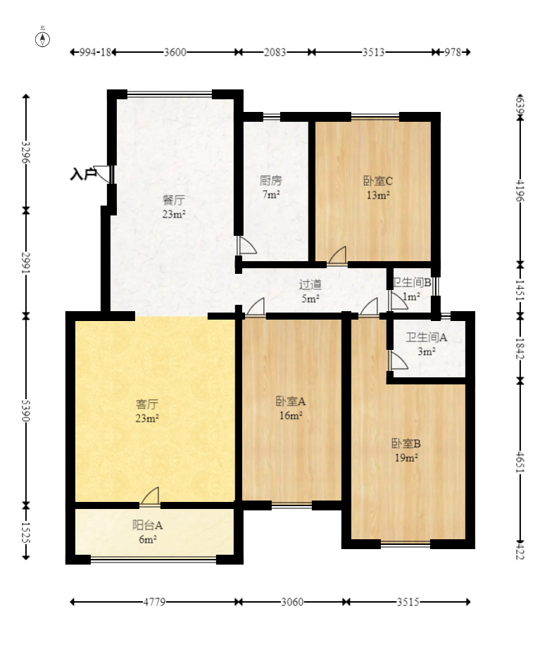 生活艺术城  3室2厅1卫   114.50万室内图1