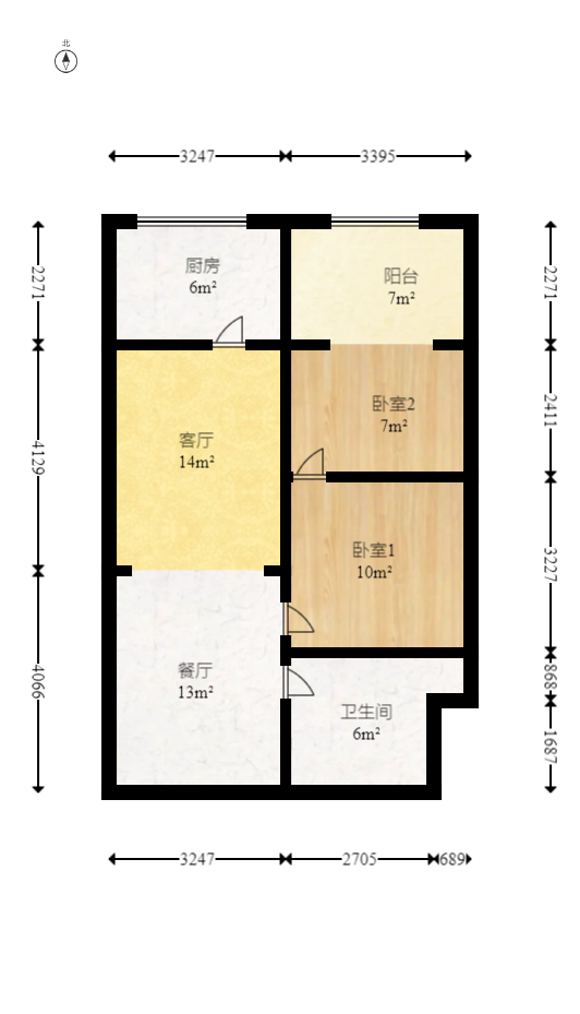 怡海星城  2室1厅1卫    43.5万室内图1