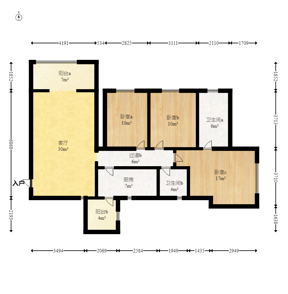 恒大城 4室2厅1卫 2900.0元/月 恒大城 4室2厅1卫 2900.0元/月户型图