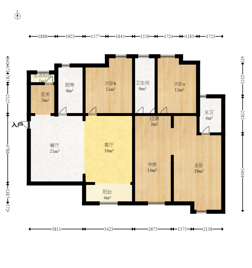 勤诚达新界  3室1厅1卫    112.8万室内图1