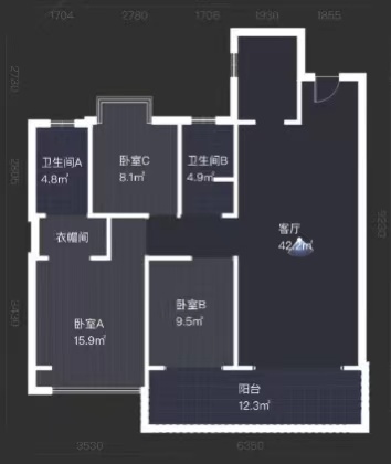 亿都澜庭  3室2厅2卫   60.00万