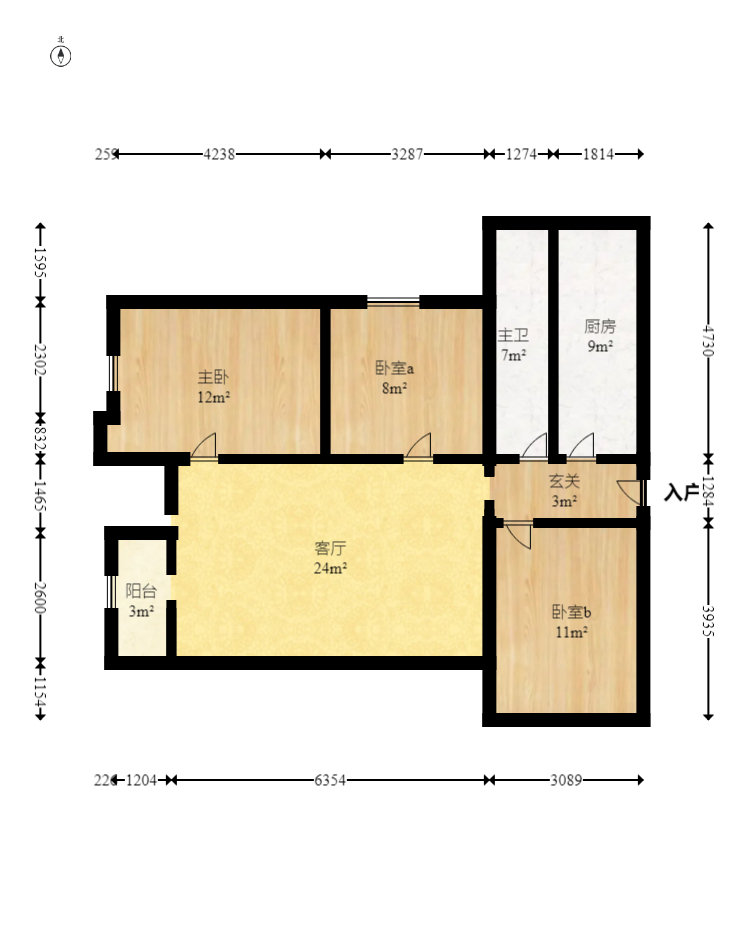 中海梅溪湖壹号 3室2厅1卫 2700.0元/月 中海梅溪湖壹号 3室2厅1卫 2700.0元/月户型图
