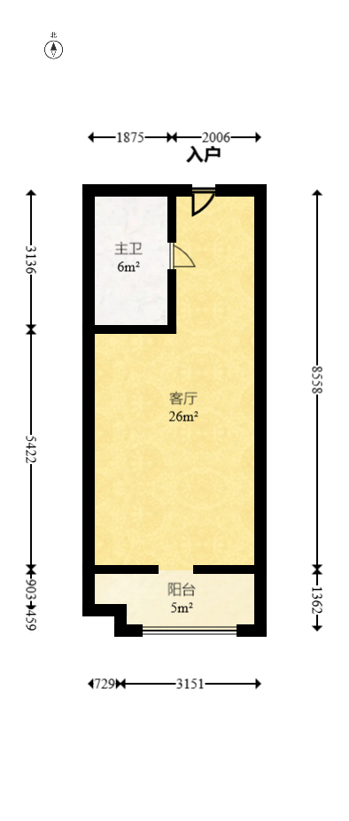 恒大翡翠华庭 1室1厅1卫 1200.0元/月 恒大翡翠华庭 1室1厅1卫 1200.0元/月户型图