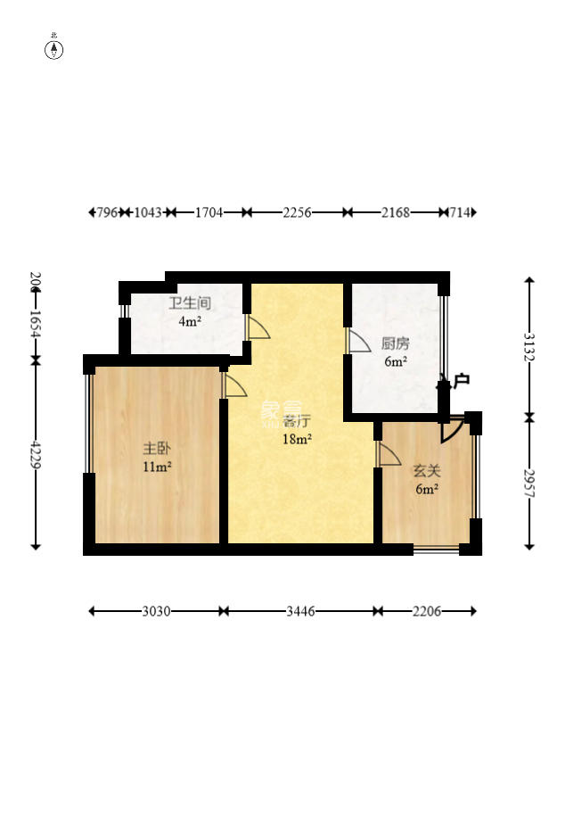 恒大华府 1室1厅1卫 1400.0元/月 恒大华府 1室1厅1卫 1400.0元/月户型图
