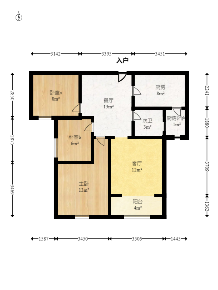梅溪鑫苑名家 3室2厅1卫 2600.0元/月 梅溪鑫苑名家 3室2厅1卫 2600.0元/月户型图