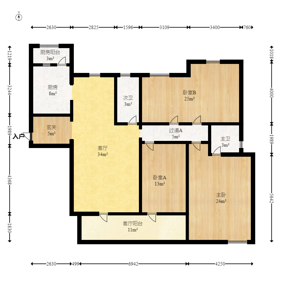 八方小区C区 3室2厅2卫 4700.0元/月 八方小区C区 3室2厅2卫 4700.0元/月户型图