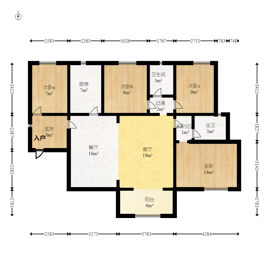 润和紫郡一期 3室2厅2卫 2000.0元/月 润和紫郡一期 3室2厅2卫 2000.0元/月户型图