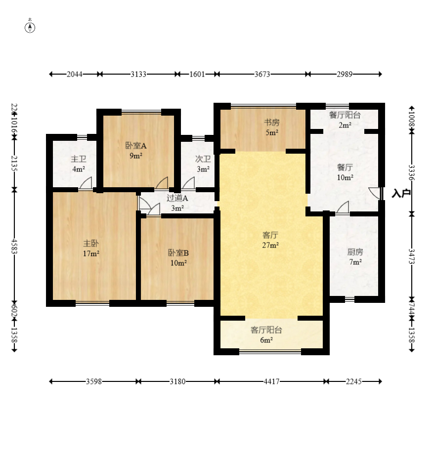 天麓尚层 2室2厅1卫 2200.0元/月 天麓尚层 2室2厅1卫 2200.0元/月户型图