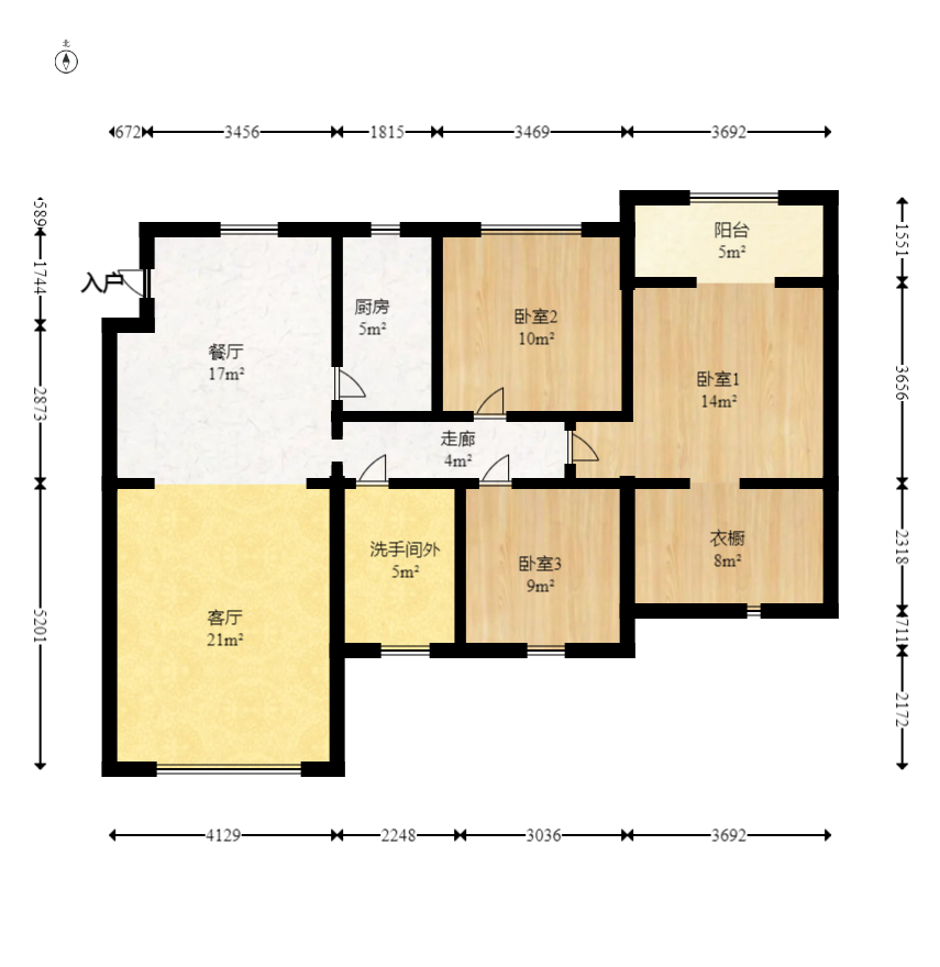 阳光城尚东湾青云苑 3室2厅2卫 2600.0元/月 阳光城尚东湾青云苑 3室2厅2卫 2600.0元/月户型图