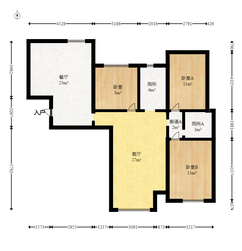中海国际一期  3室2厅2卫    2400.0元/月 中海国际一期  3室2厅2卫    2400.0元/月户型图