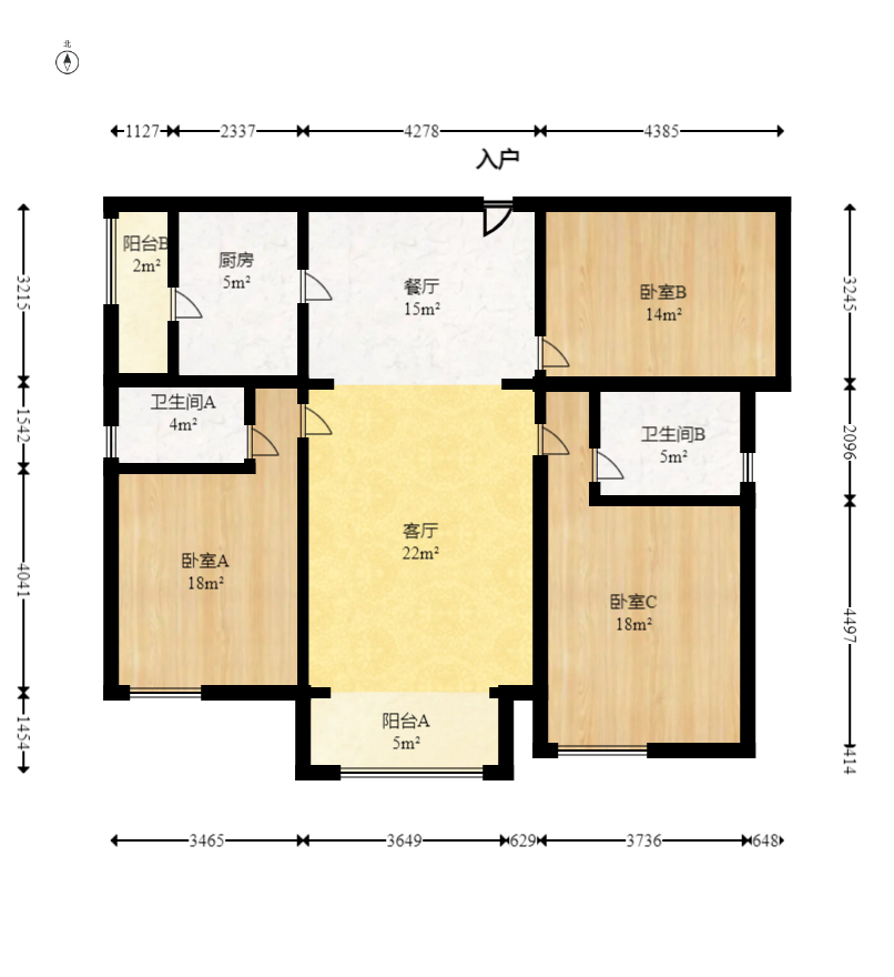 新城新世界一二三期  2室2厅1卫    2500.0元/月室内图1