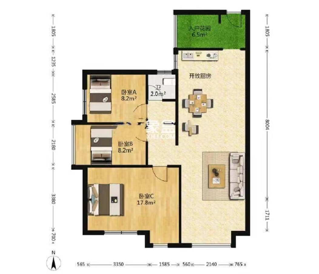 滨江花园 3室2厅2卫 43.0万 滨江花园 3室2厅2卫 43.0万室内图