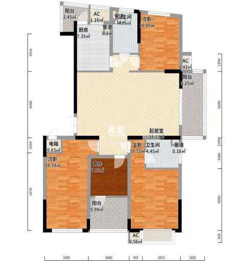 银泰财富广场  4室2厅2卫   85.00万