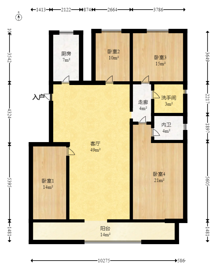中惠锦堂  4室2厅2卫   175.00万室内图1